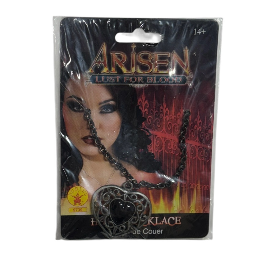 Rubie’s Heart Necklace In Black And Silver Colors, Brand New In Packaging!